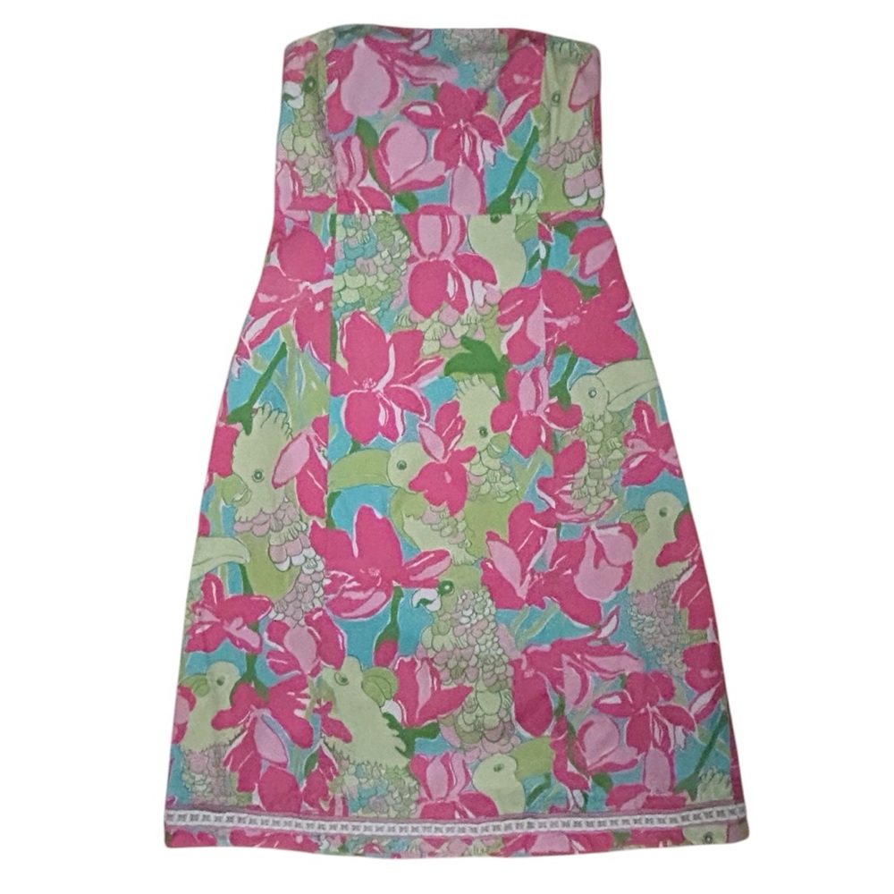Lilly Pulitzer Franco Birdie Cotton Strapless Dress 10